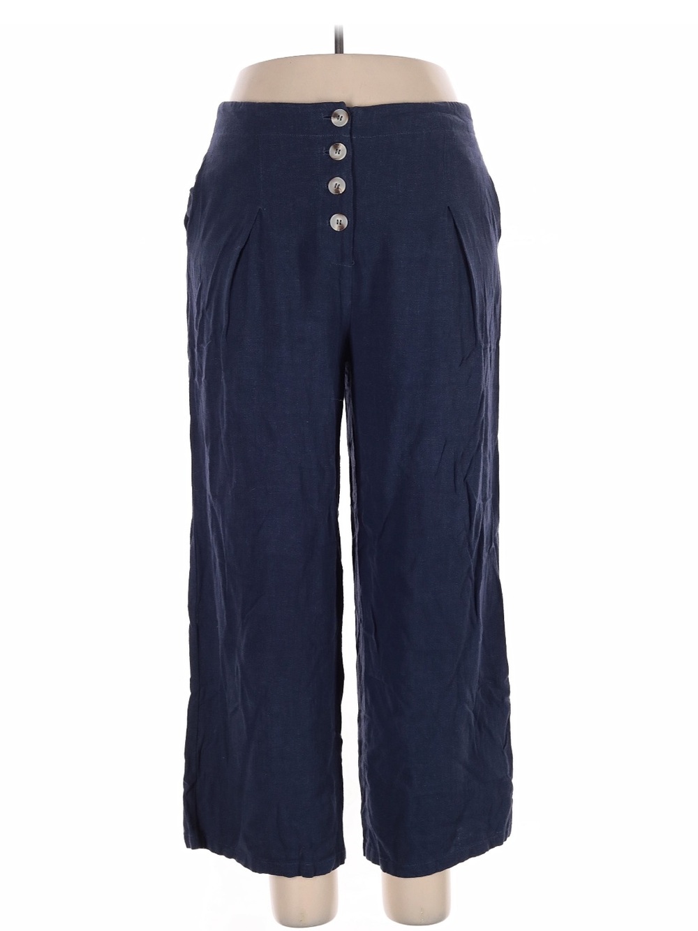 Emery Rose Linen Blend Wide Leg Button Fly Pants XL